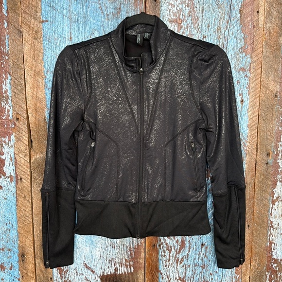 Cynthia Rowley Track Jacket, Black Shimmer, Polyester, Size XS - Picture 1 of 4